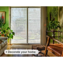 Zindoo Stripes Window Film Opaque Privacy Film Frosted Glass Film Window Sticker Glass Static Film for Office and Home 30 x 200 cm