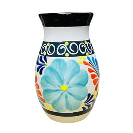 Florero Ovulo - Mexican Home Décor - Clay Vase - Michoacán Clay Vase - Oval Clay Vase - Handmade vase - Hand painted Vase - Once Of A Kind Home Decor - Duelaguetza Designs (Black)