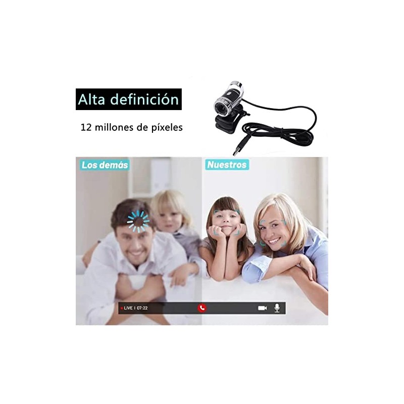ASHATA A859 USB 2.0 HD Webcam, 12M Píxeles Clip-on USB