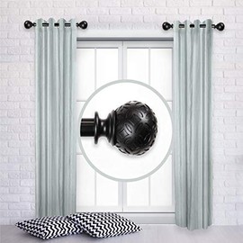 A&F Rod Decor - Imprint 1" Side Curtain Rod 12-20 inch (Set of 2) - Black