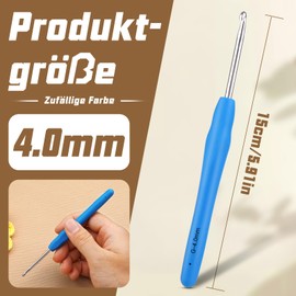 Doxiru Crochet Hooks 4 mm Colourful Knitting Crochet, High-Quality Aluminium Ergonomic Knitting Needle with Soft Grip for Yarn Crafts, Suitable for Beginners to Learn Hand Knitted Sweaters