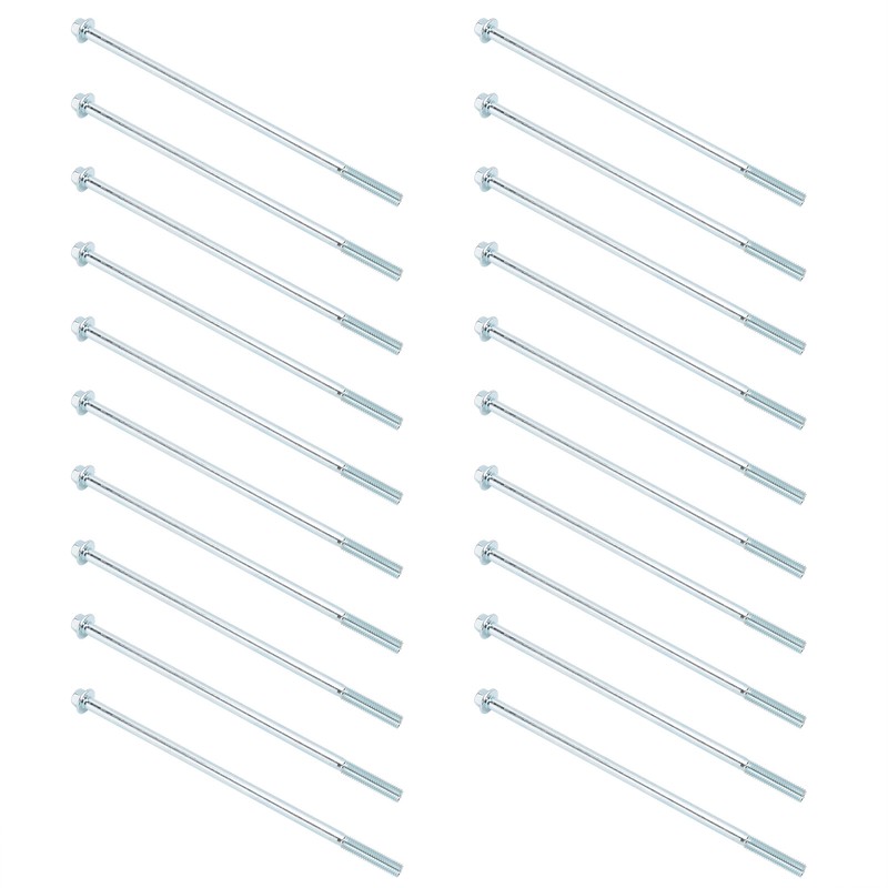 20Pcs M6x160 Long Screw Iron Hex Flange Threaded Bolt Fastener