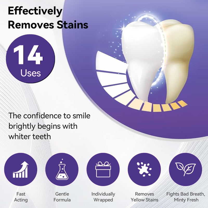 Gentle Daily Purple Teeth Whitening Strips – Enamel-Friendly, No Peroxide