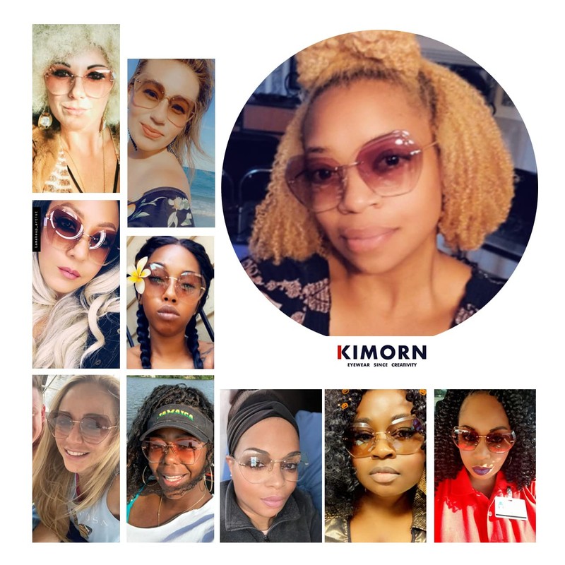 kimorn Sunglasses For Women Oversized Rimless Diamond Cutting Lens Classic