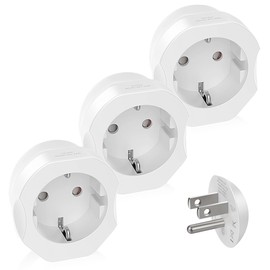 3 Pack European to US Plug Adapter, VINTAR EU to US Adapter, Europe to USA Travel Converter for Most of EU Spain France Type C E F Plugs to America