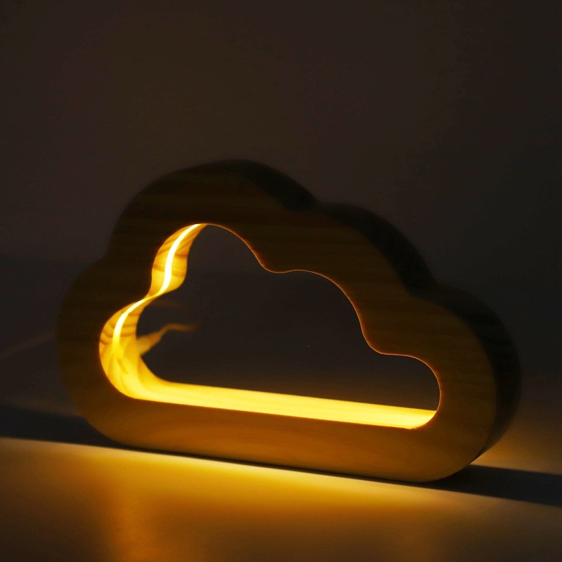Wood Carving Lamp Wooden Hollow Design USB Powered Embedded 3D