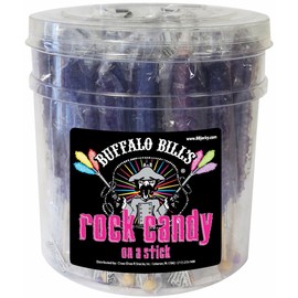Buffalo Bills Grape (Purple) Rock Candy On A Stick (36-ct tub purple rock candy crystal sticks)