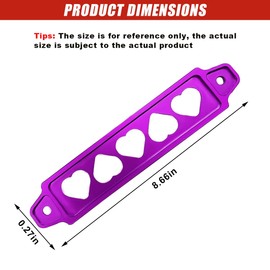 Car Battery Hold Down Bracket Set, Aluminium Alloy Car Battery Tray with Stainless Steel J Bolts, Car Battery Tie Down Mount Bracket, Universal Car Battery Lock Down Accessories (Purple)
