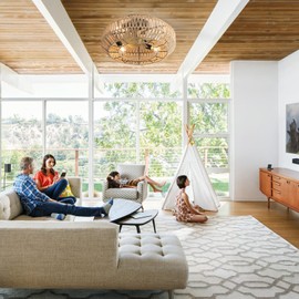 SPOFLYINN 22" Boho Caged Ceiling Fan with 6 Speeds, Remote Control, Alloy Steel Silent DC Motor, Light Rattan Fandelier Ceiling Fan for Bedroom, Living Room 22 inches One Size