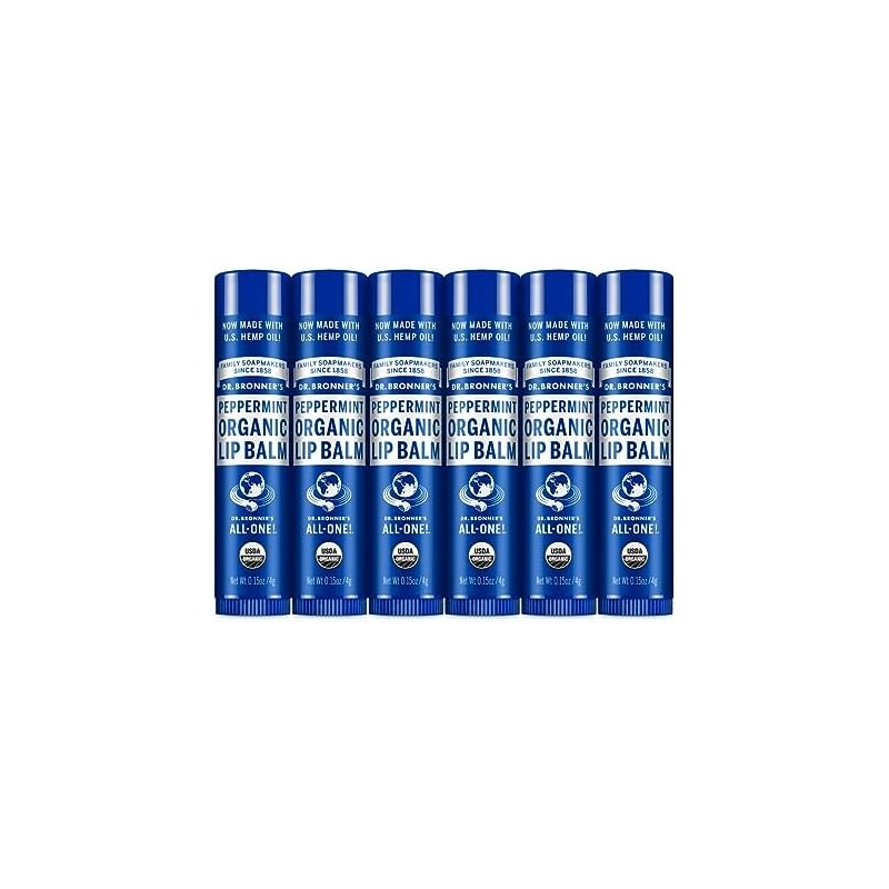 Dr. Bronner's Bálsamo Labial Orgánico Menta, Fórmula Hidratante y Refrescante
