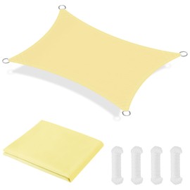 OFFCUP Sun Sail, Sun Protection Canopy, Rectangular Awning, Oxford Fabric, Waterproof Ripstop, UV Protection with PU Coating, 2 x 3 m Garden Sail with Free Rope (Beige)