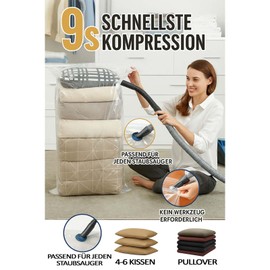 BURI Basics XL Vacuum Bags for Clothes - Pack of 8 Jumbo 100 x 80 cm - Airtight Valve, Zip, Transparent