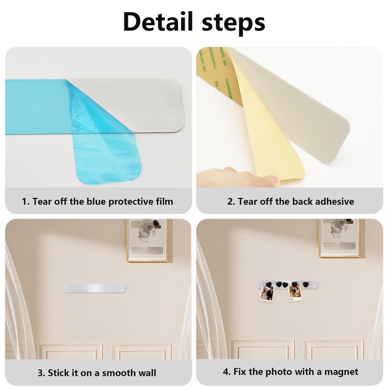 DUJEQM Magnetic Boards for Walls 3 Pcs - Frameless Stainless