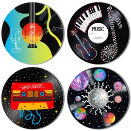 HK Studio Hippie Decor, Posters for Room Aesthetic - Record Decor, Music Themed Party Decorations, 4 Pcs 12"