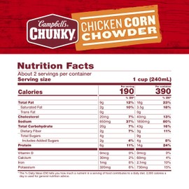 Campbell's Chunky Soup, Chicken Corn Chowder Soup, 18.8 Oz Can