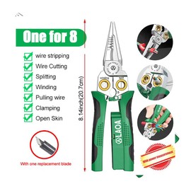 LAOA Wire Strippers Electricity Measurement Function,8in1 Wire Stripping Pliers for Cutting and Pulling Wires,Cable Scissors for Scraping and Pressing Wires with Voltage Test (8-in-1)