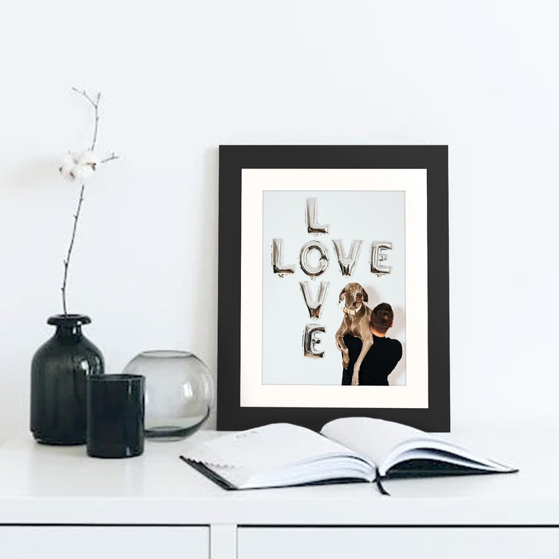 SNXJWA Black 8x10 Picture Frame with Mat for 6x8 Display,