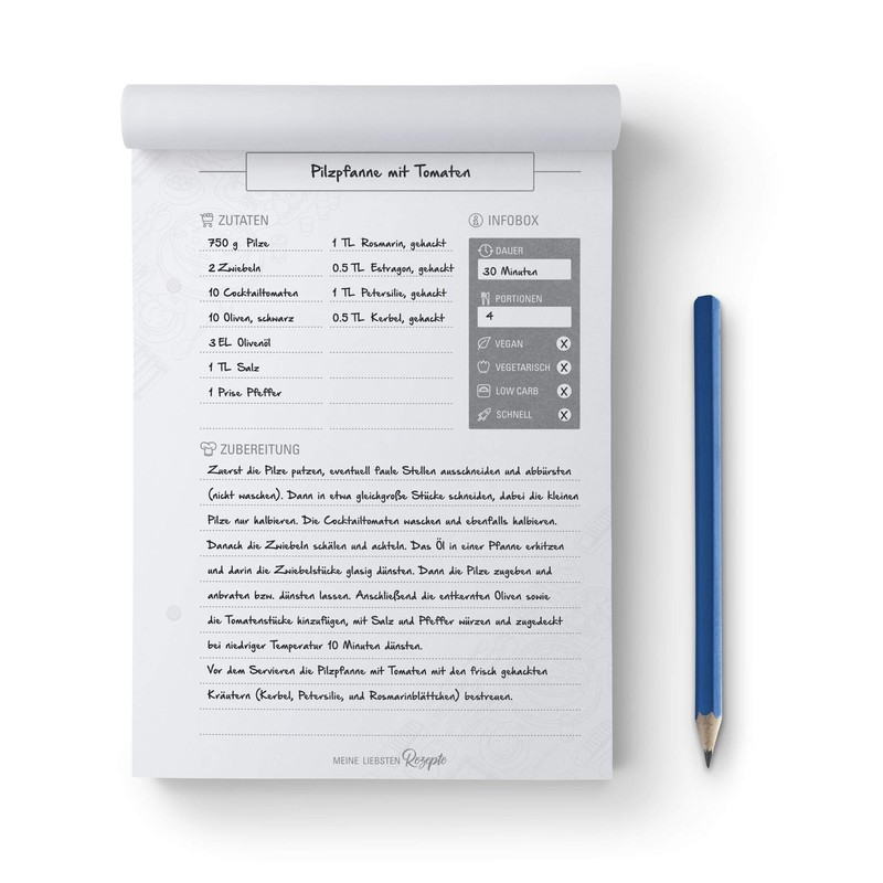 itenga Recipe Pad My Favourite Recipes, DIY Tear-off Pad for