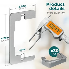 Wuno Shop 30 Pcs Wall Plate Spacers, Metal Outlet Spacers for Electrical Box, Flush Fit Leveling Plate,Outlet Shims Device Level Plates For Use With Electrical Boxes And Receptacles