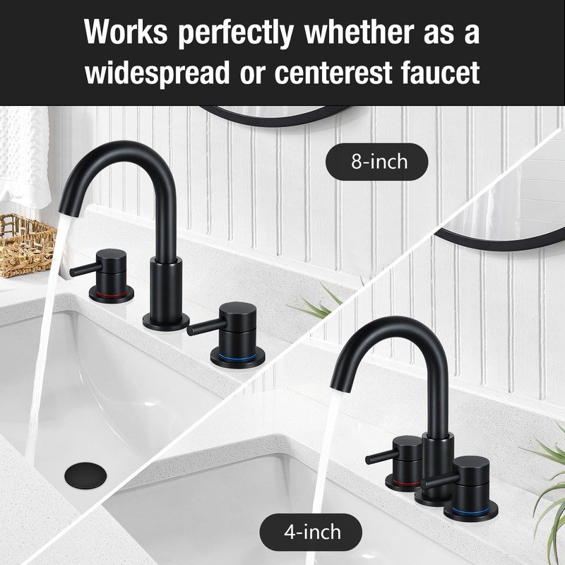 FGKQ Black Bathroom Faucet for Sink 3 Hole, Bathroom Sink