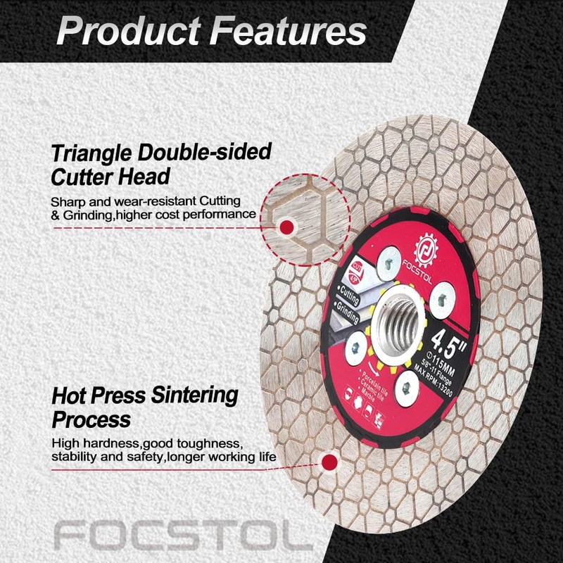 FOCSTOL Diamond Tile Saw Blade - 4.5''(115mm) Double Side Cutting