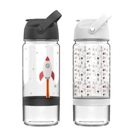 H2OO Water Bottle with Snack Container 1PW (Plastic, White)