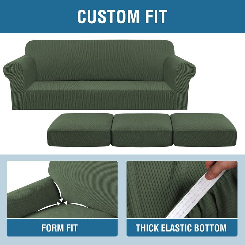 H.VERSAILTEX 4 Piece Stretch Sofa Covers for 3 Cushion Couch