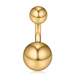 Ruifan 4PCS 14G 6mm 1/4 Inch 316L Surgical Steel Short Belly Earring Navel Button Rings Set - Gold