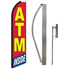 ATM Inside Swooper Feather Flag, Flagpole, & Ground Spike Kit
