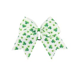 St Patrick's Cheer Bows Green Clover Bow St.Patrick Girls Ponytail Holder Bow NDSP07 (D)
