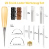 Realure 20 Piece Leather Needle Leather Tool Set Leather Sewing