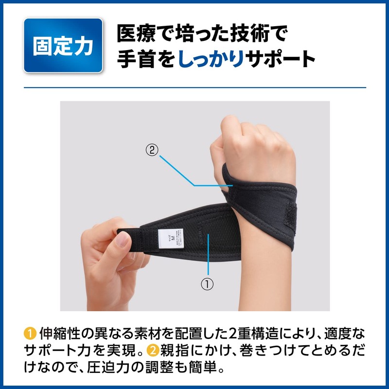 Mediaid Wrist Supporter Firm Guard Wrist Standard M Black 1-piece