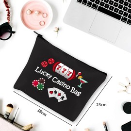 JEFBFBWE Bunco Dice Game Bag Cosmetic Pouch For Casino Dice Game Lovers Travel Makeup Bag Lucky Casino Bag I Go To Gambling Lover Player