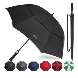 ACEIken Golf Umbrella Windproof Large 62 Inch, Double Canopy Vented, Automatic Open, Extra Large Oversized,Sun Protection Ultra Rain & Wind Resistant Stick Umbrellas (Black)