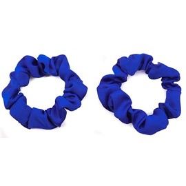 Mytoptrendz® 2 Pcs Soft Silky Satin Skinny Hair Scrunchies Sleeping Traceless Satin Hair Ties Stretchy Hairbands Frizz Prevention For Girls Women Fine Thin and Curly Hair (Royal Blue)