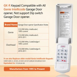 for Genie Garage Door Opener Keypad Replacement, Compatible with All Genie/Overhead Garage Door Openers, Replacement for GK-R 37332R OKP-BX GK-BX, ACSDG, ACSDA1, ACSD1G Garage Door Opener Keypad