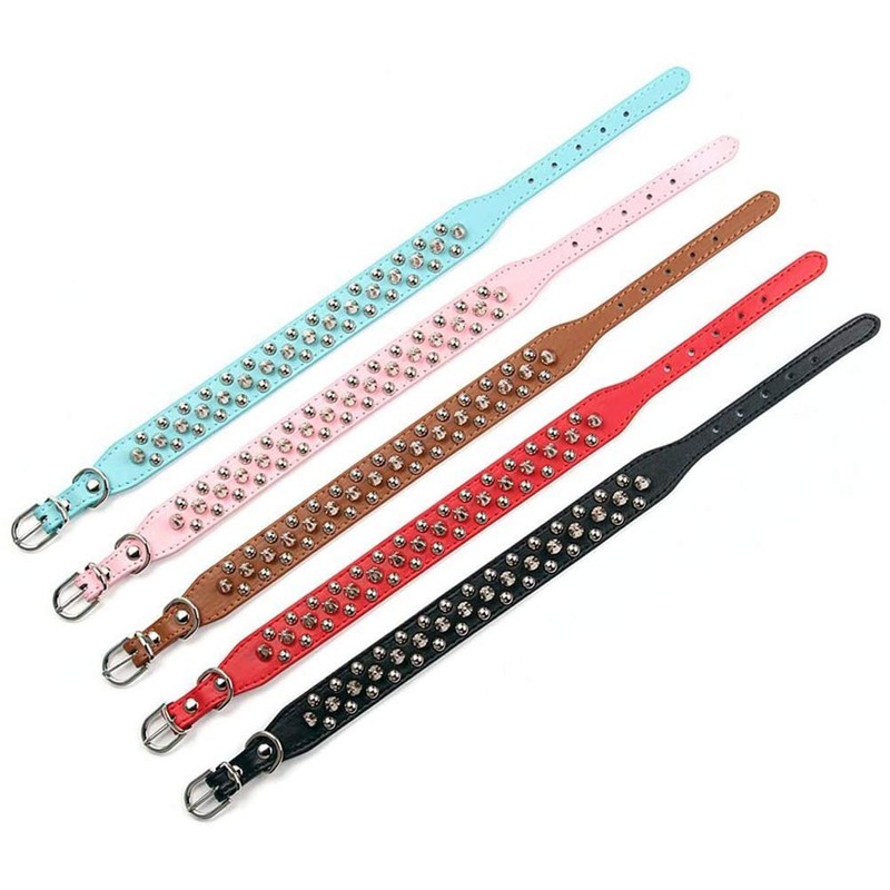 ETOPARS Spiked Studded Leather Dog Collar, Bullet Nail Rivet for