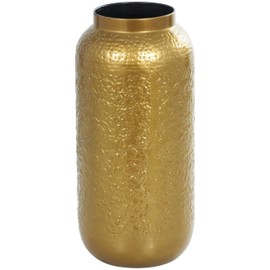 Deco 79 Metal Decorative Vase Textured Hammered Centerpiece Vase, Flower Vase for Home Decoration 9" x 9" x 19", Gold