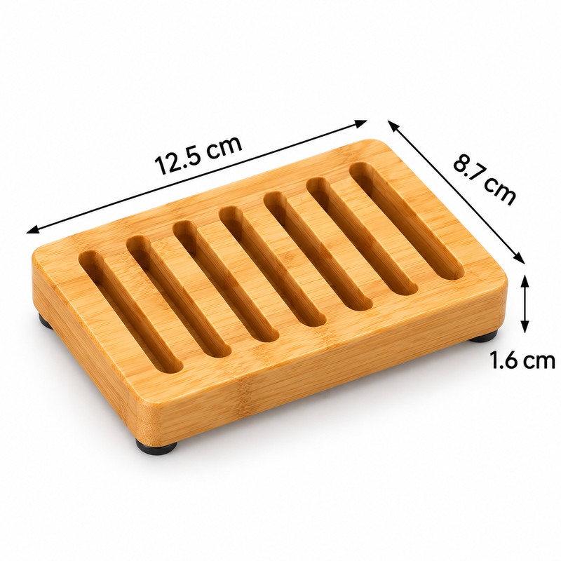 Bamboo Soap Dish for Bathroom & Shower – Self-Draining Design