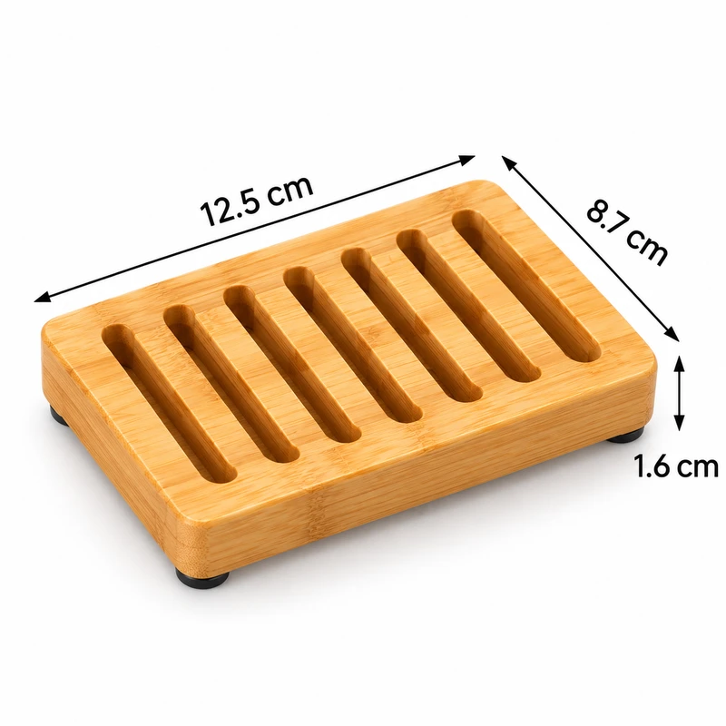 Bamboo Soap Dish for Bathroom & Shower – Self-Draining Design