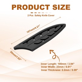 PATIKIL ABS Safety Knife Cover Sleeves for 4" Ceramic Knives, Universal Chopping Edge Guard Blade Protector Sheath for Kitchen Bar, Black, 10cm L, Pack of 2