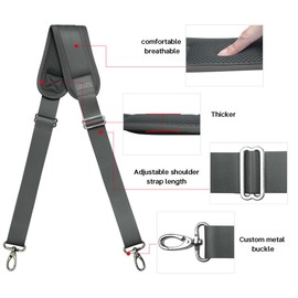 UOZL 59 Inch Bag Shoulder Straps, Two Way Independently Adjustable Buckle Replacement Straps with Thick Fixed Shoulder Pad for Laptop,Messenger,Tool Bag,Deep Gray