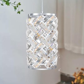 CATINER Modern Chrome Pendant Lighting, Mini Crystal Chandelier, Adjustable Pendant Light Fixture for Kitchen Island, Dining Room, Bedroom