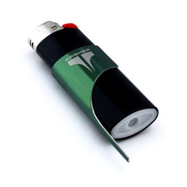 Kasher Classic Multi-Tool Lighter Case with Lighter - Lightweight, Durable Construction, Portable - Stainless Steel - Versatile Usage as Cutter for Opening Packages & More - Green