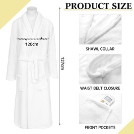 Chuarry 6 Pcs Terry Cloth Robes Set Robe and Slippers Set Gift Set Hotel Robe with Shower Towel and Slippers Unisex Spa Robe(White,One Size)