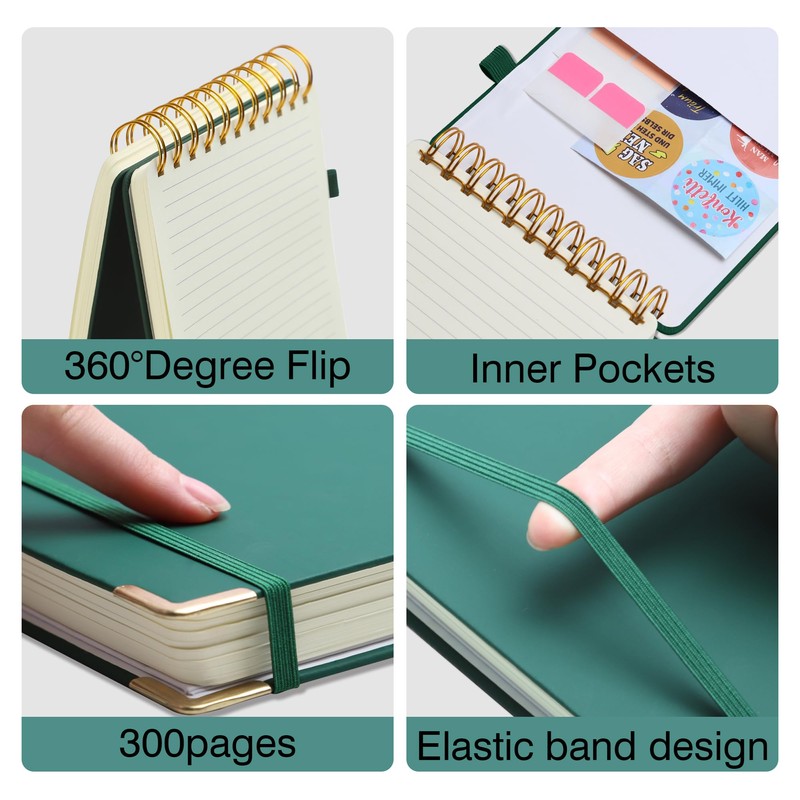 Simind Top Spiral Notebook 6x9 Leather Steno Pad 300 Pages