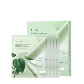 ANUA Heartleaf 70 Soothing Collagen Mask, Overnight Face Mask for Glass Skin, hyaluronic acid, Collagen, Soothing & hydration Facial Mask for Sensitive Skin, Natural Color, Korean Skin Care, 38g/4ea