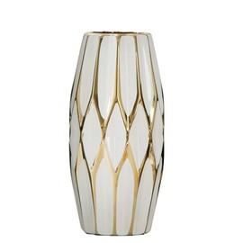 White golden ceramic vase Light luxury Decoration Neutral home décor Flower arrangement vase 9.8"&7.8" (9.8'')