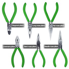 SPEEDWOX Mini Pliers Tool Set 6-Piece 4-1/2-Inch Precision Diagonal Plier Long Nose Needle Nose Flat Nose Bent Nose Round Nose Plier Micro Fine Plier for Jewelry Making Beading Hobby Wire Craft