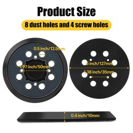 Sander Pad for Dewalt DWE64233 & N329079, 5" 8 Hole Hook and Loop Orbital Sander Replacement Pad Compatible with Dewalt DWE6421 6421K DWE6423 6423K DCW210B (4 Screw Holes)